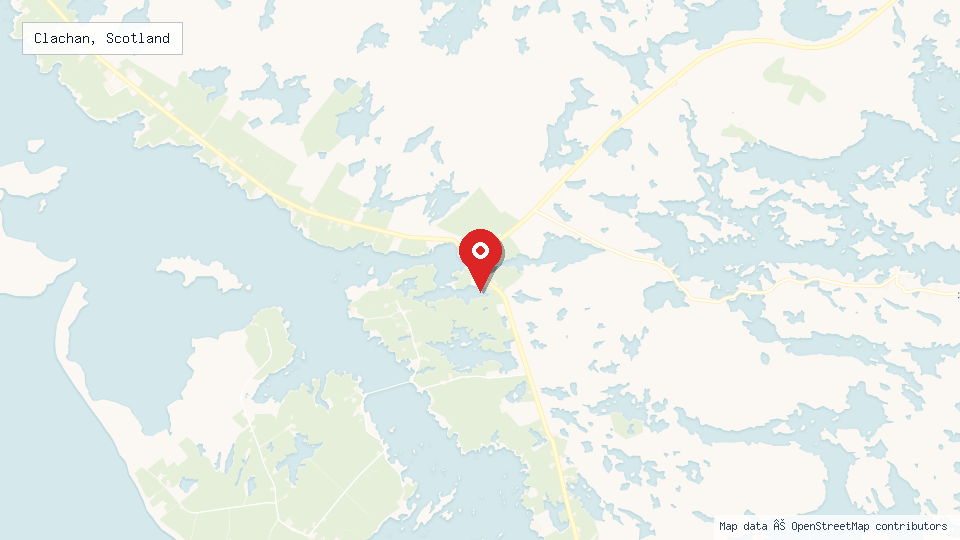 Street map of Clachan, Scotland with location pin