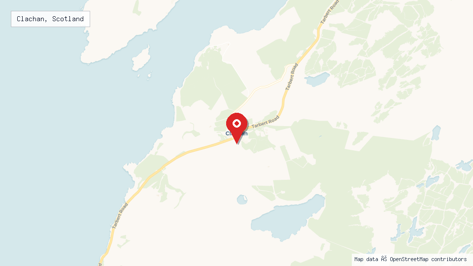 Street map of Clachan, Scotland with location pin