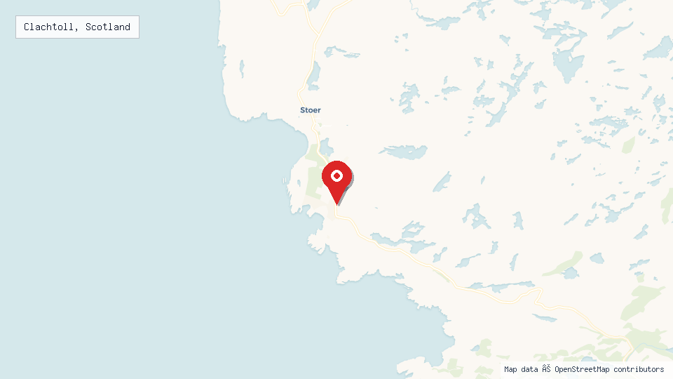 Street map of Clachtoll, Scotland with location pin