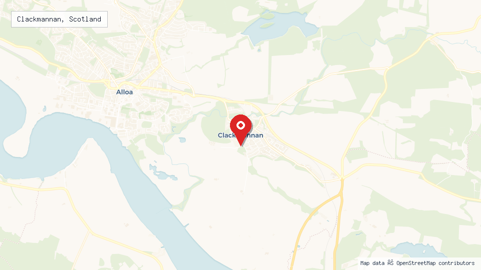 Street map of Clackmannan, Scotland with location pin