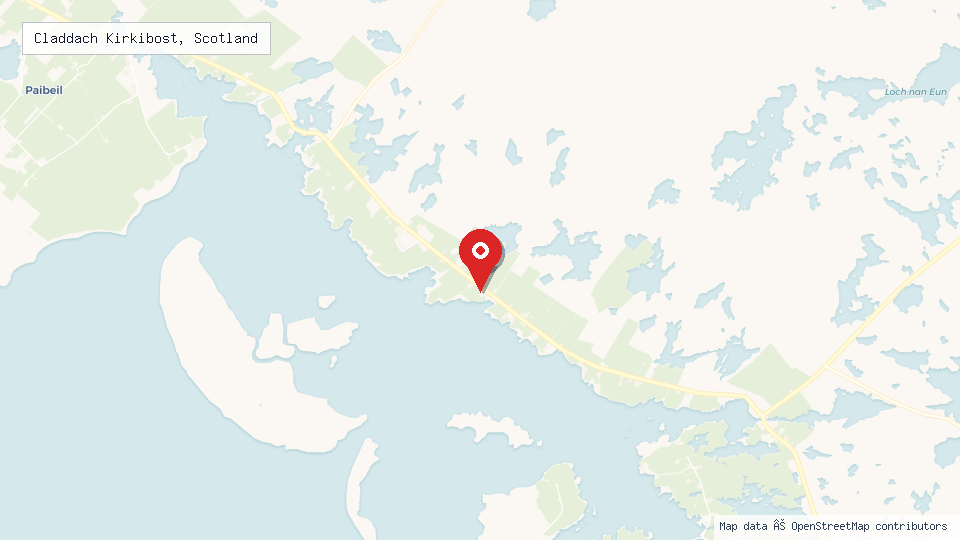 Street map of Claddach Kirkibost, Scotland with location pin