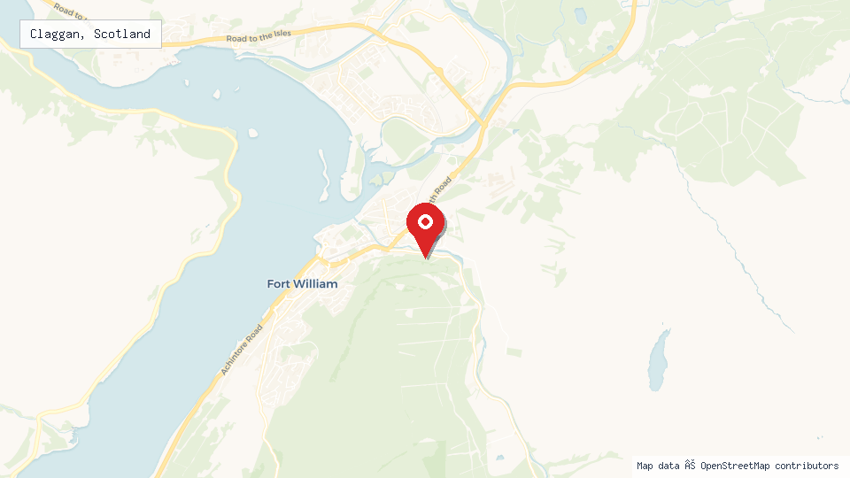 Street map of Claggan, Scotland with location pin