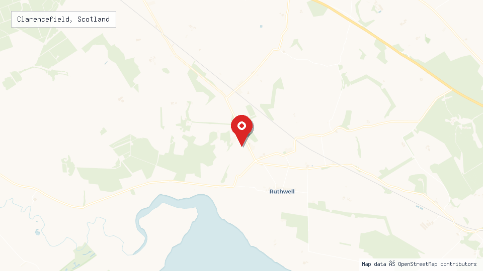Street map of Clarencefield, Scotland with location pin