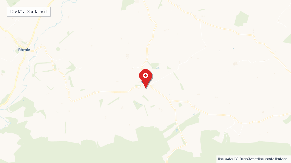 Street map of Clatt, Scotland with location pin