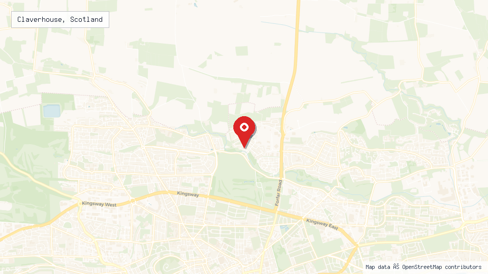 Street map of Claverhouse, Scotland with location pin