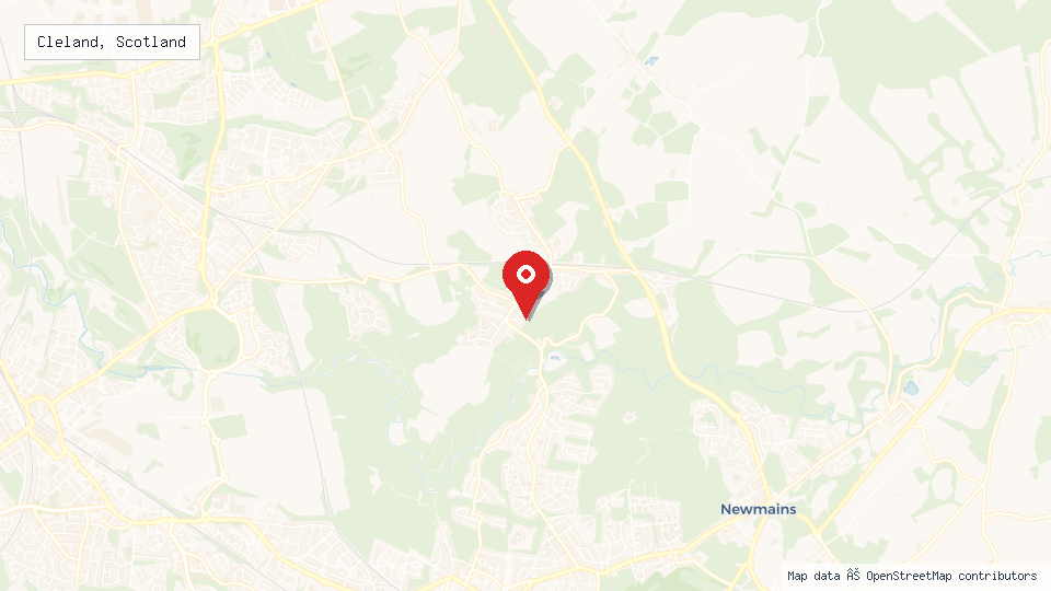 Street map of Cleland, Scotland with location pin