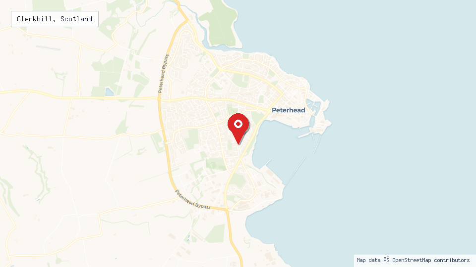 Street map of Clerkhill, Scotland with location pin