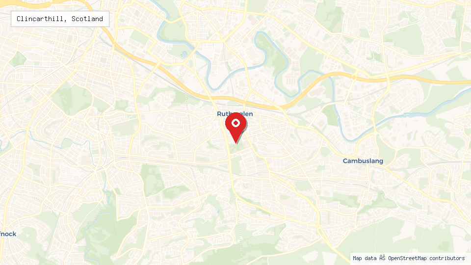 Street map of Clincarthill, Scotland with location pin