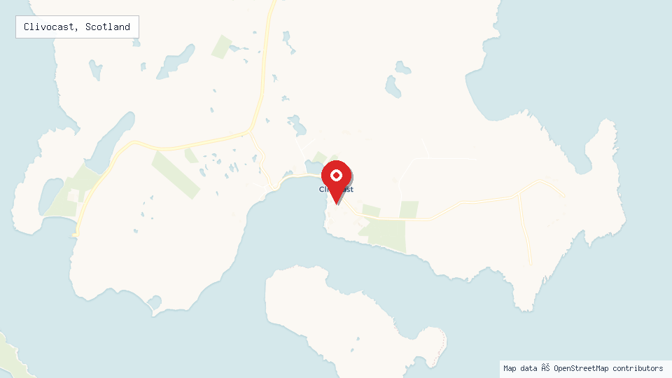 Street map of Clivocast, Scotland with location pin