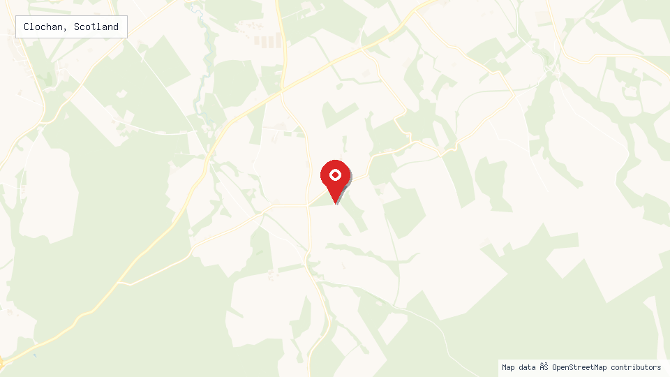 Street map of Clochan, Scotland with location pin