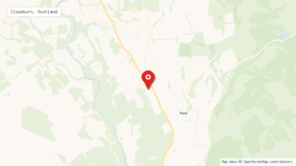 Street map of Closeburn, Scotland with location pin