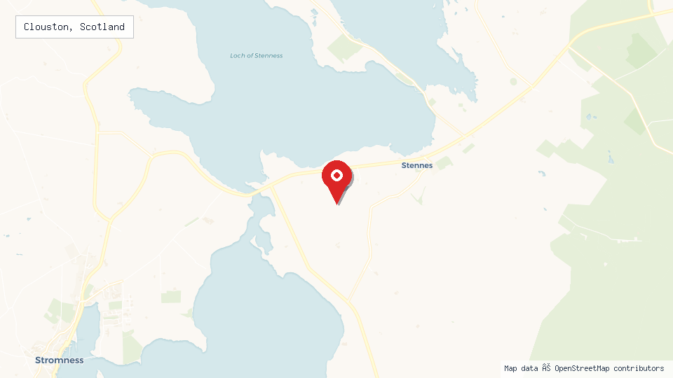 Street map of Clouston, Scotland with location pin