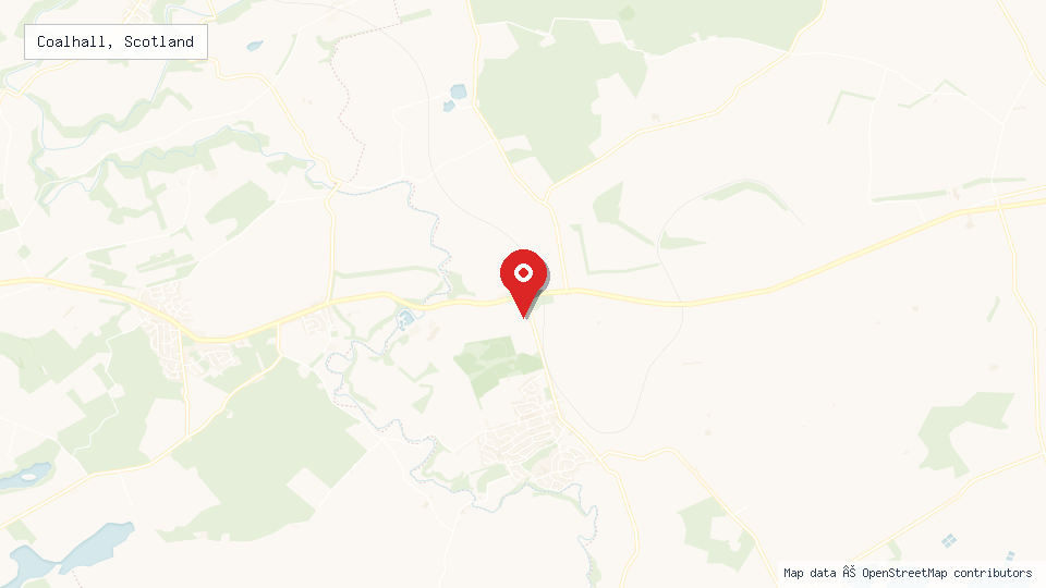 Street map of Coalhall, Scotland with location pin