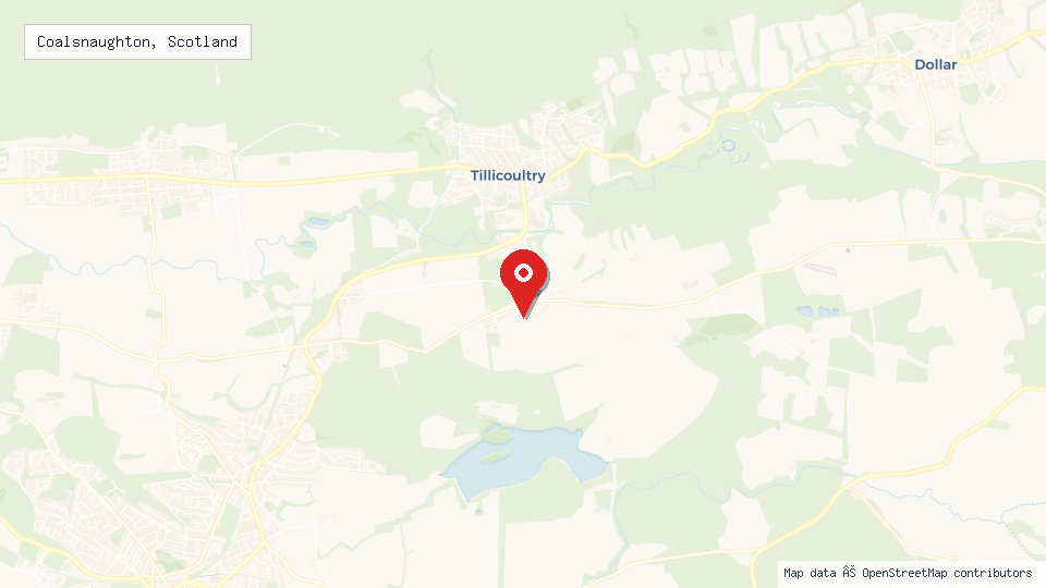 Street map of Coalsnaughton, Scotland with location pin