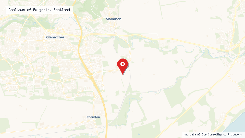 Street map of Coaltown of Balgonie, Scotland with location pin