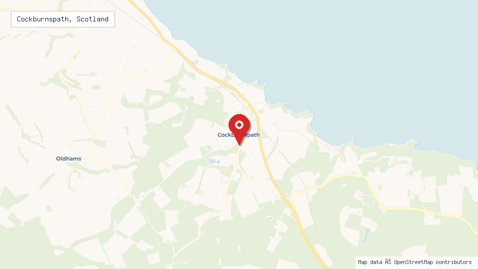 Street map of Cockburnspath, Scotland with location pin