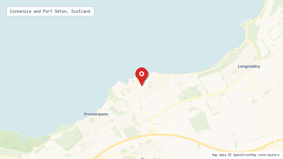 Street map of Cockenzie and Port Seton, Scotland with location pin