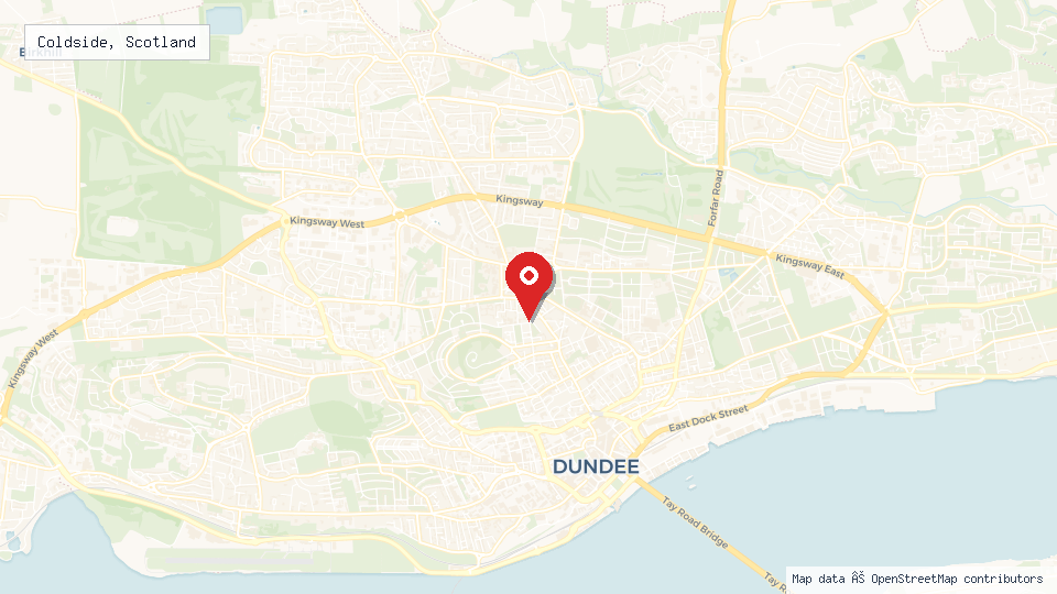 Street map of Coldside, Scotland with location pin