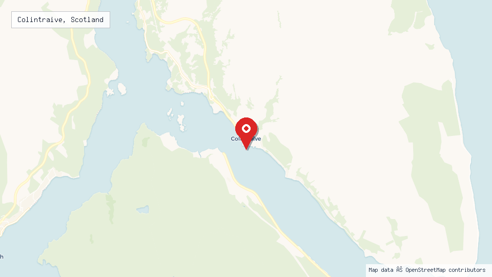 Street map of Colintraive, Scotland with location pin