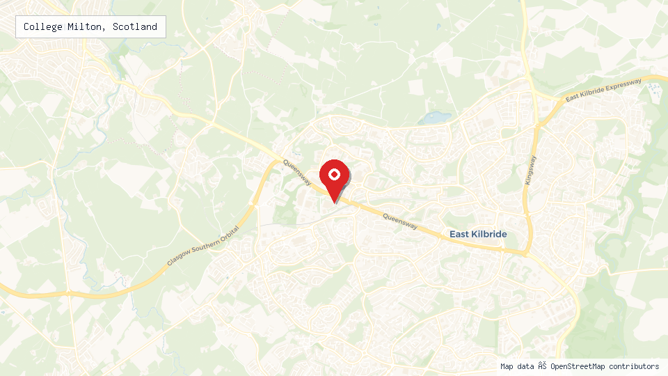 Street map of College Milton, Scotland with location pin