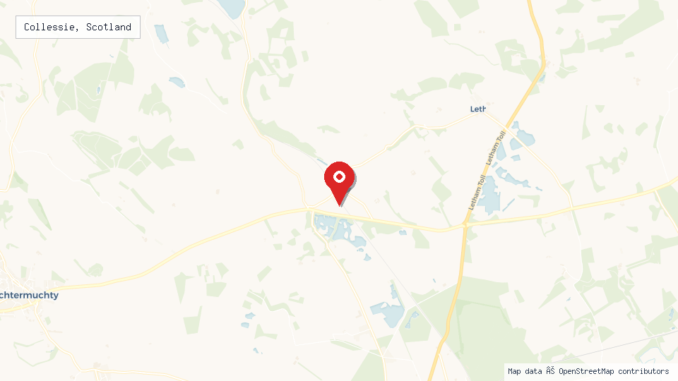 Street map of Collessie, Scotland with location pin