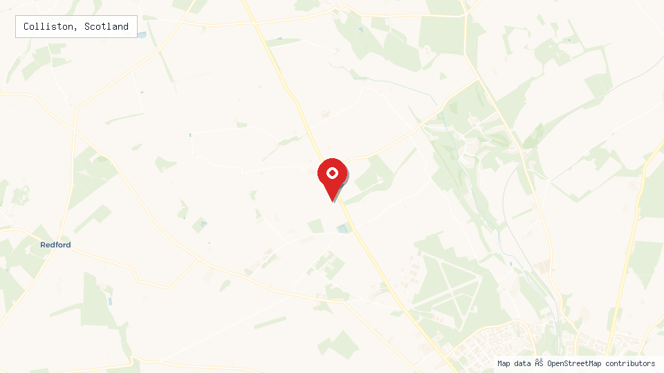 Street map of Colliston, Scotland with location pin