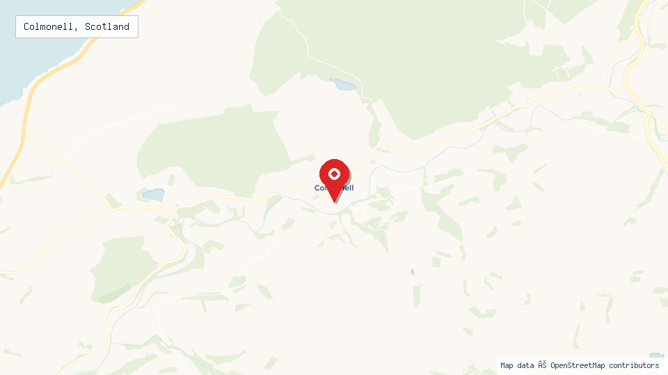 Street map of Colmonell, Scotland with location pin