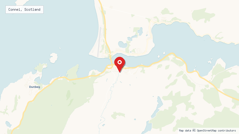 Street map of Connel, Scotland with location pin