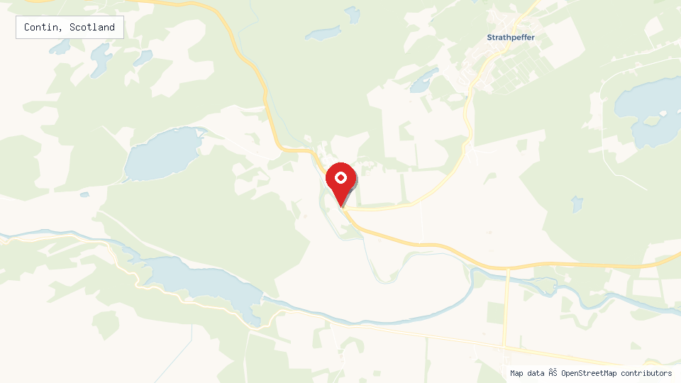 Street map of Contin, Scotland with location pin