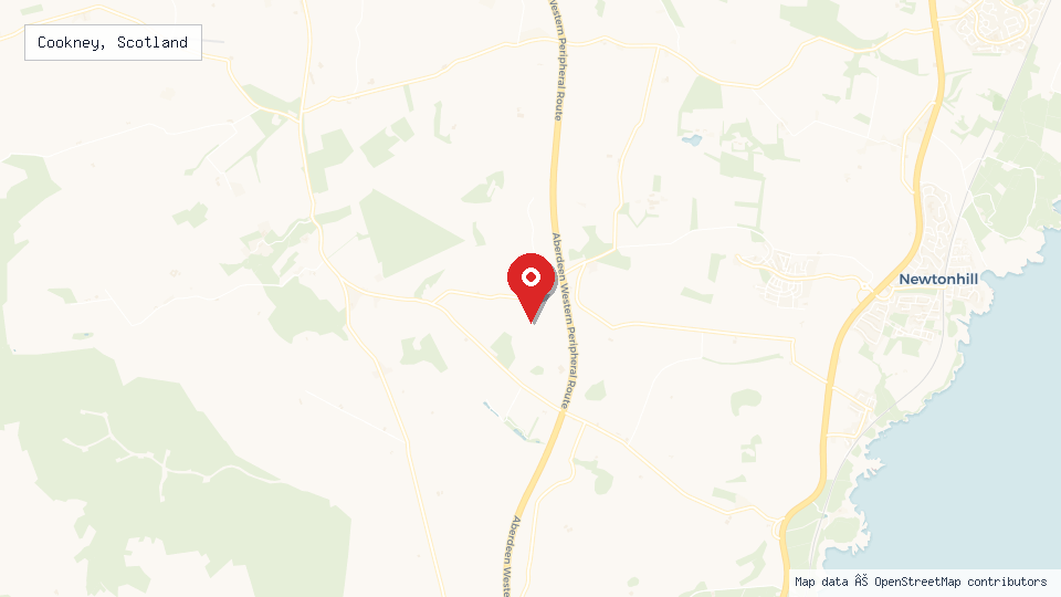 Street map of Cookney, Scotland with location pin