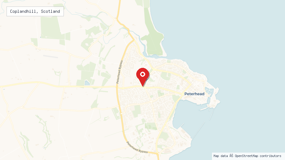 Street map of Coplandhill, Scotland with location pin