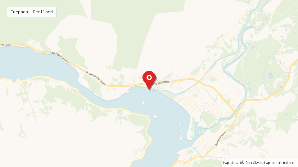 Street map of Corpach, Scotland with location pin