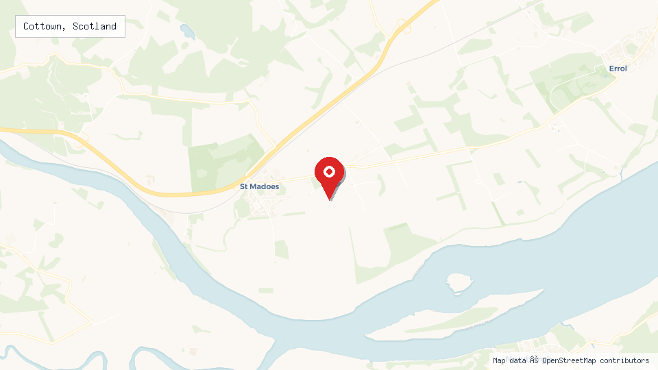 Street map of Cottown, Scotland with location pin