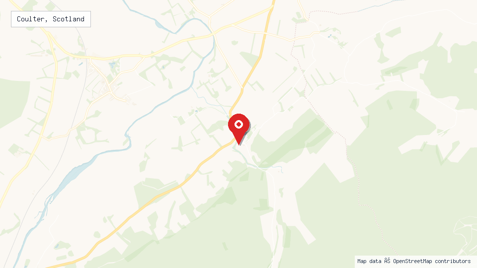 Street map of Coulter, Scotland with location pin