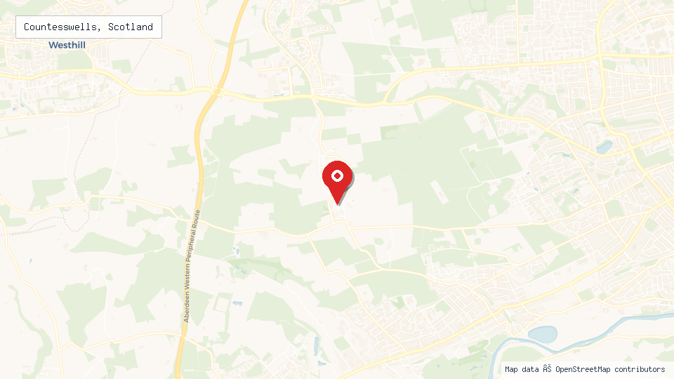 Street map of Countesswells, Scotland with location pin