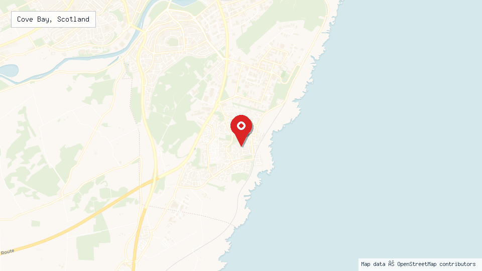 Street map of Cove Bay, Scotland with location pin