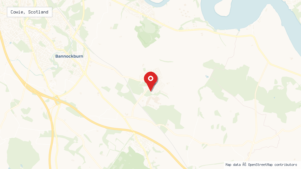 Street map of Cowie, Scotland with location pin