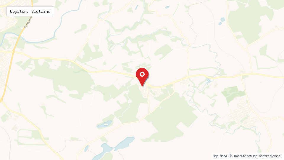 Street map of Coylton, Scotland with location pin