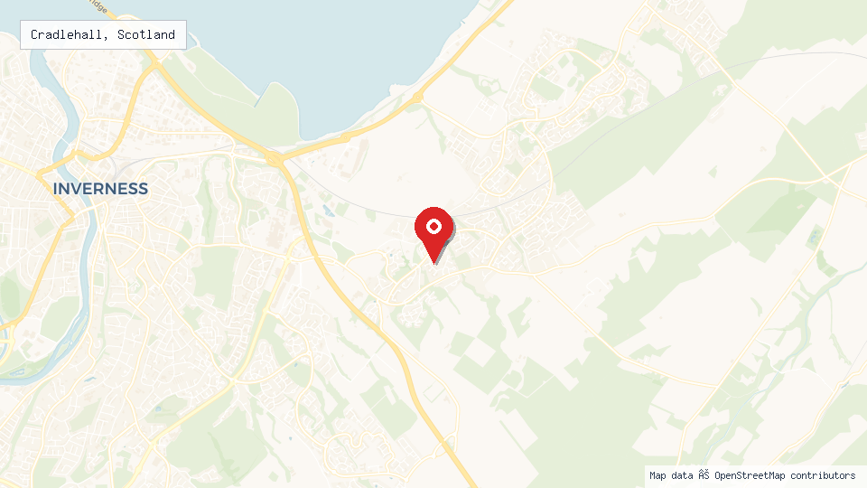 Street map of Cradlehall, Scotland with location pin
