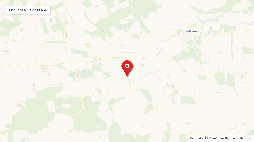 Street map of Craichie, Scotland with location pin