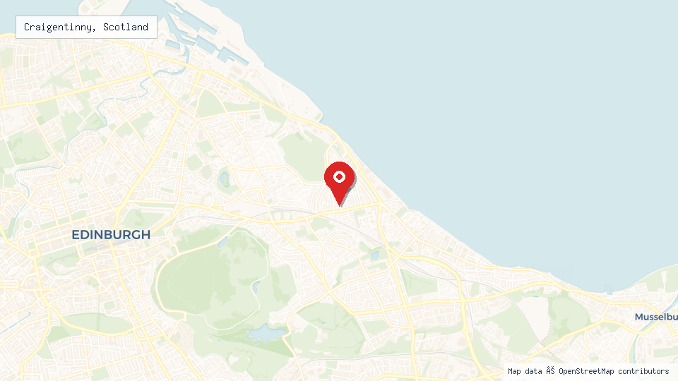 Street map of Craigentinny, Scotland with location pin