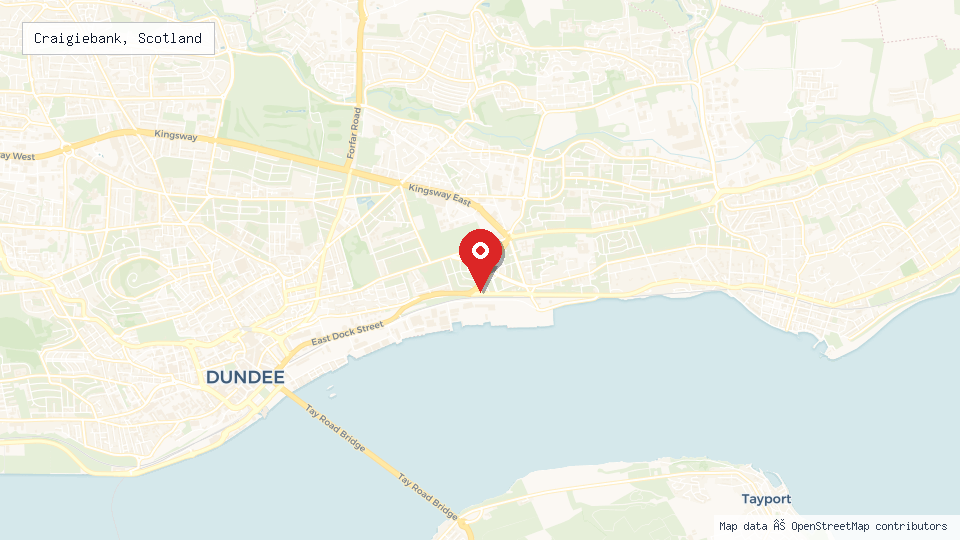 Street map of Craigiebank, Scotland with location pin