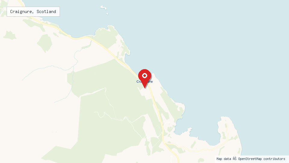 Street map of Craignure, Scotland with location pin