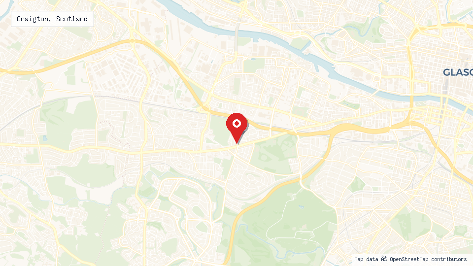 Street map of Craigton, Scotland with location pin