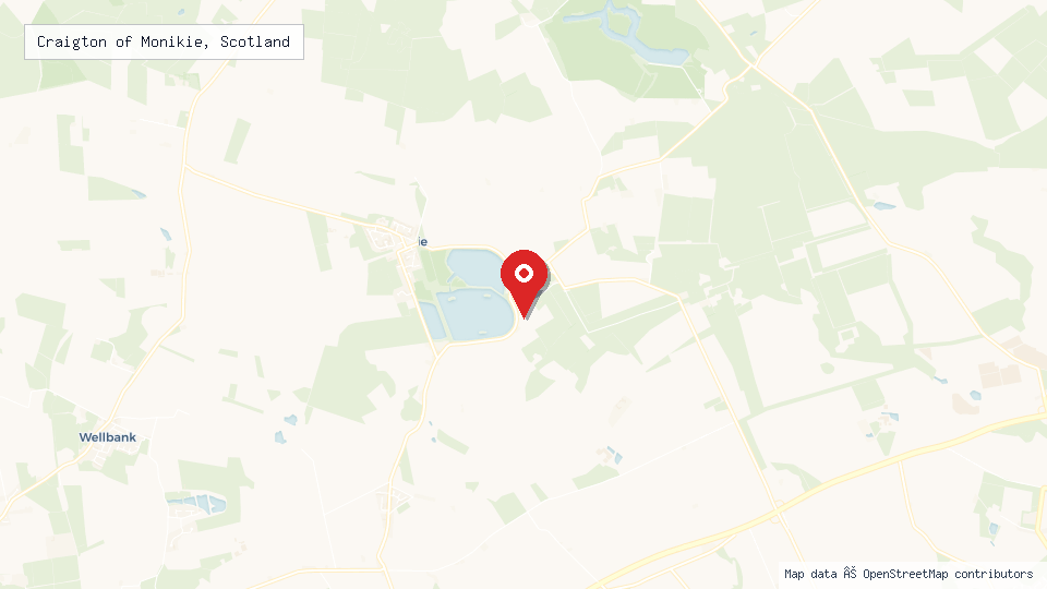 Street map of Craigton of Monikie, Scotland with location pin