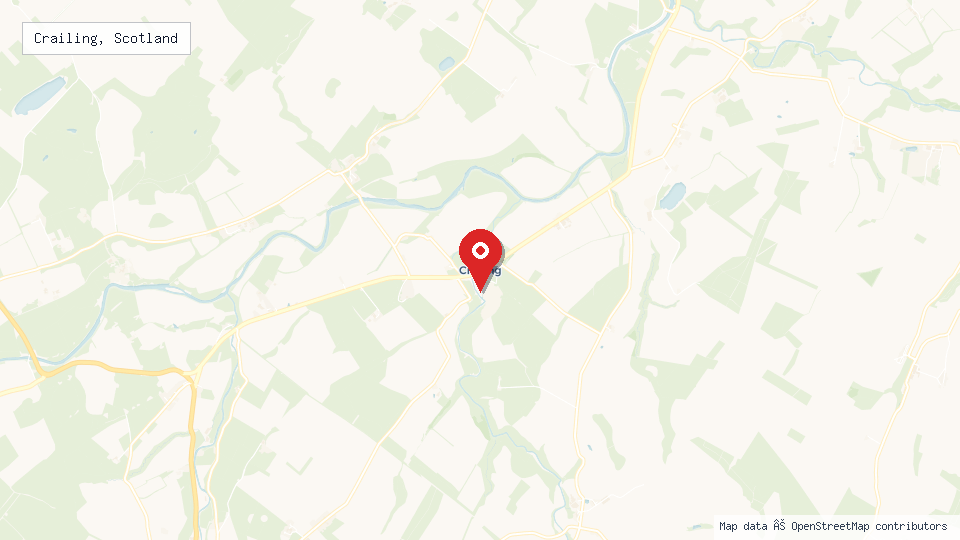 Street map of Crailing, Scotland with location pin