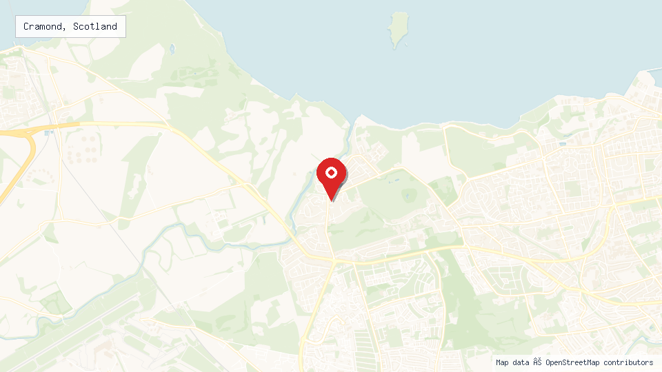 Street map of Cramond, Scotland with location pin