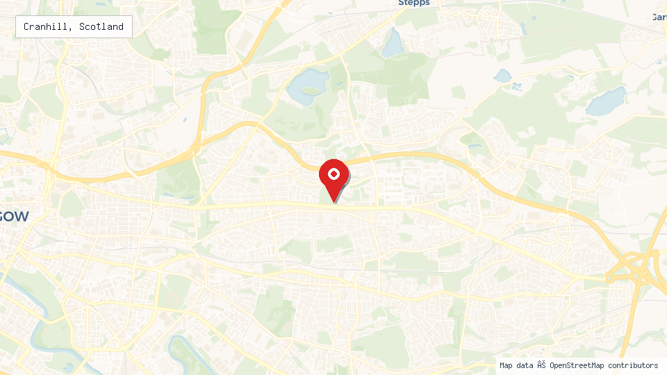 Street map of Cranhill, Scotland with location pin