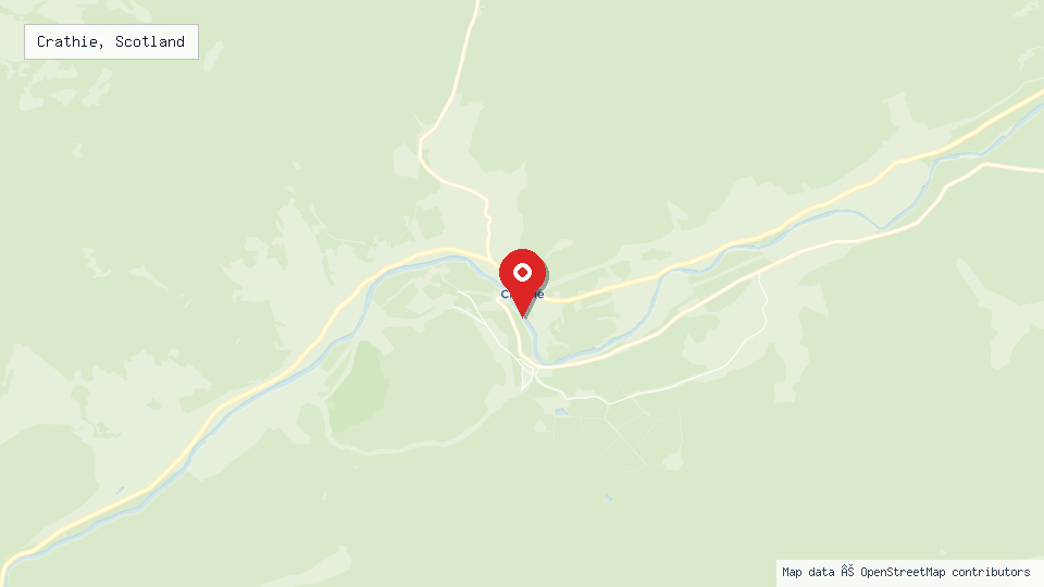 Street map of Crathie, Scotland with location pin