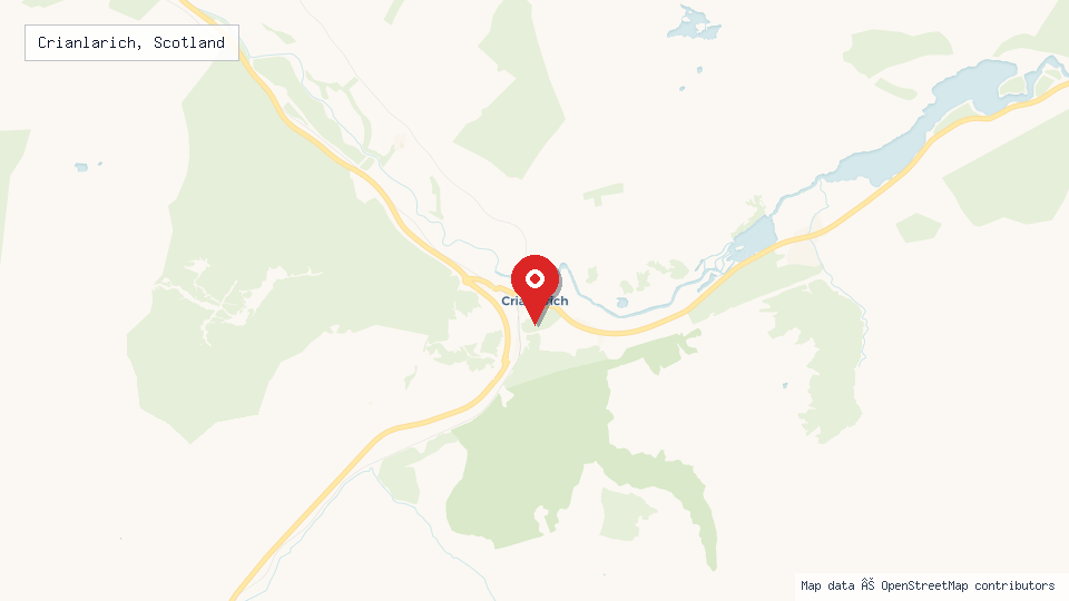 Street map of Crianlarich, Scotland with location pin